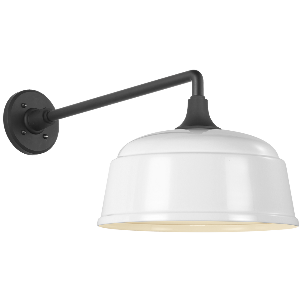 Academy 17.5" Mack Barn Light | Matte Black | 12.5 | 12.5" White Rockhouse Shade