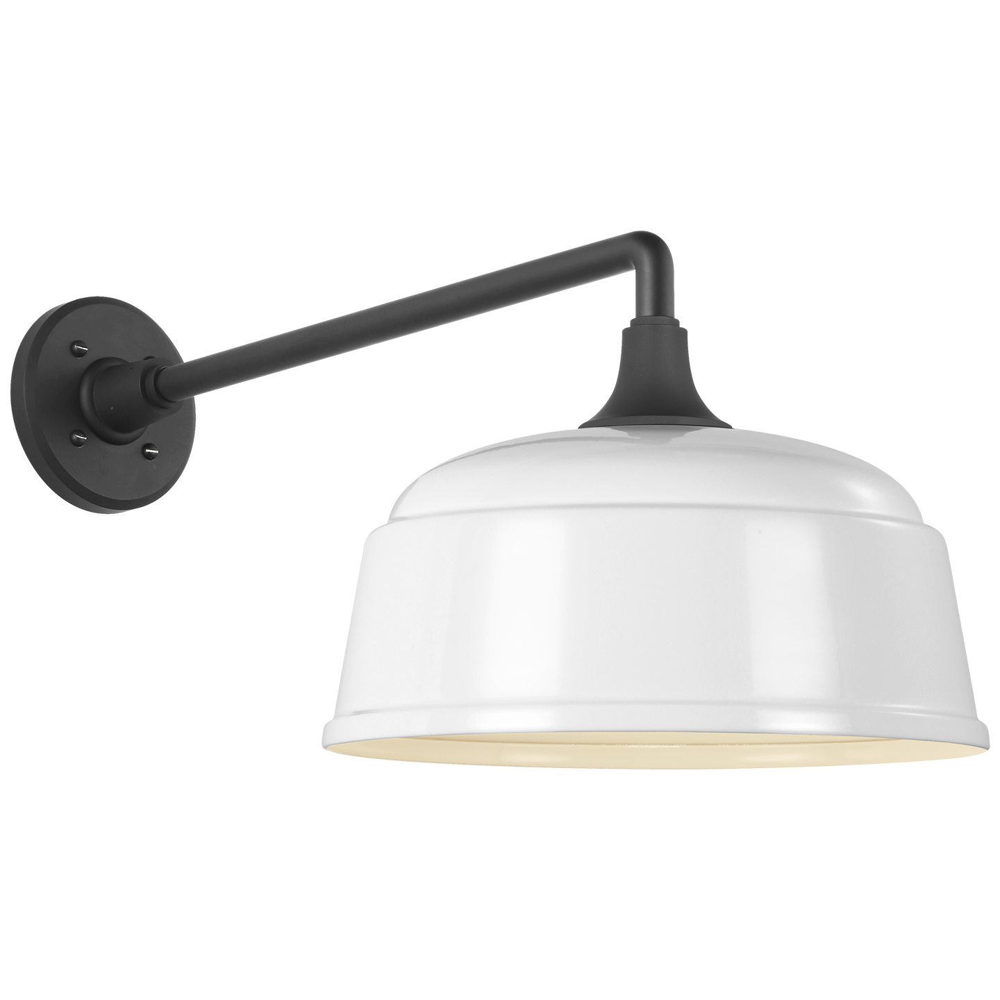 Academy 17.5" Mack Barn Light | Matte Black | 12.5 | 12.5" White Rockhouse Shade