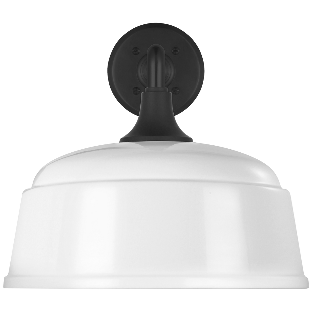 Academy 17.5" Mack Barn Light | Matte Black | 12.5 | 12.5" White Rockhouse Shade