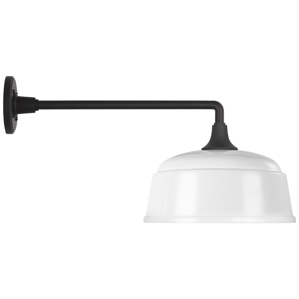 Academy 17.5" Mack Barn Light | Matte Black | 12.5 | 12.5" White Rockhouse Shade