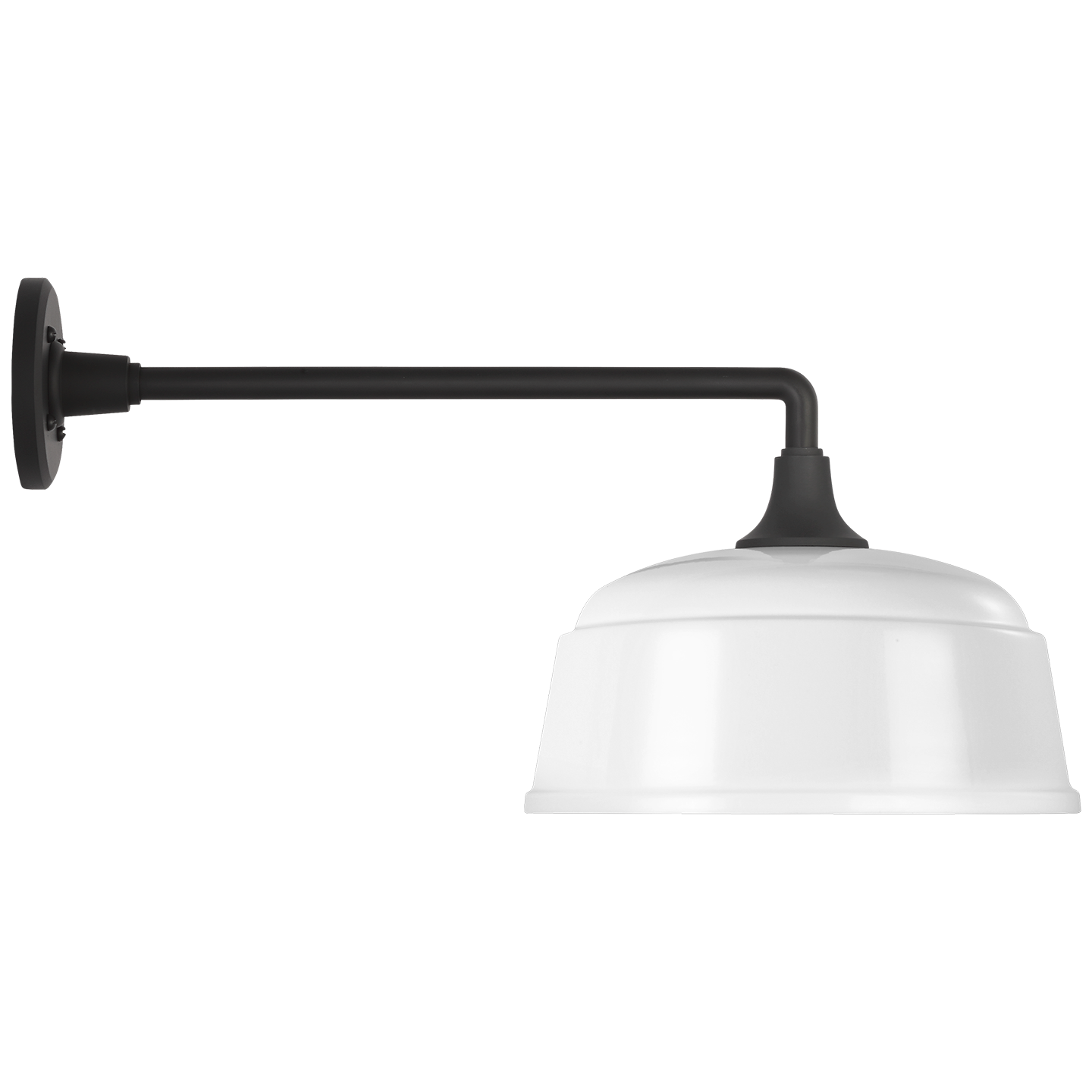 Academy 17.5" Mack Barn Light | Matte Black | 12.5 | 12.5" White Rockhouse Shade