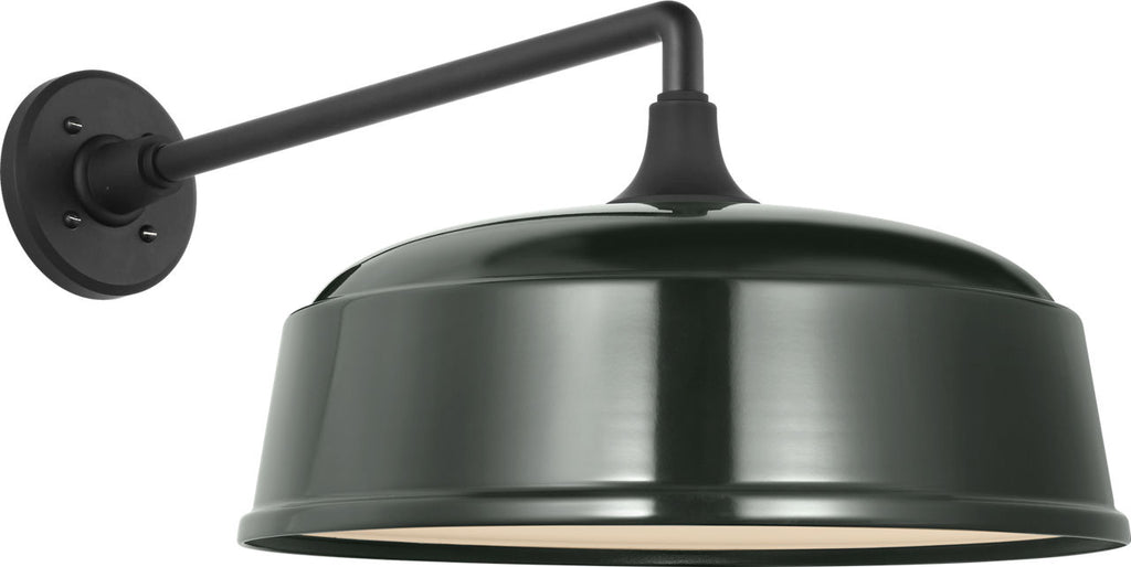 Academy 17.5" Mack Barn Light | Matte Black | 16 | 16" Green Rockhouse Shade
