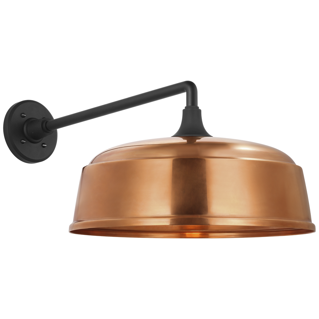 Academy 17.5" Mack Barn Light | Matte Black | 16 | 16" Soft Copper Rockhouse Shade