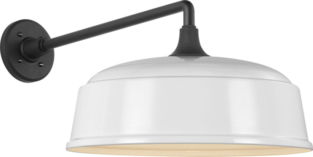 Academy 17.5" Mack Barn Light | Matte Black | 16 | 16" White Rockhouse Shade