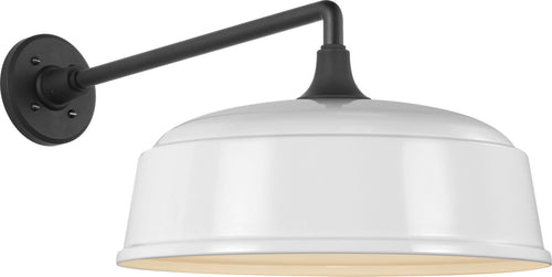Academy 17.5" Mack Barn Light | Matte Black | 16 | 16" White Rockhouse Shade