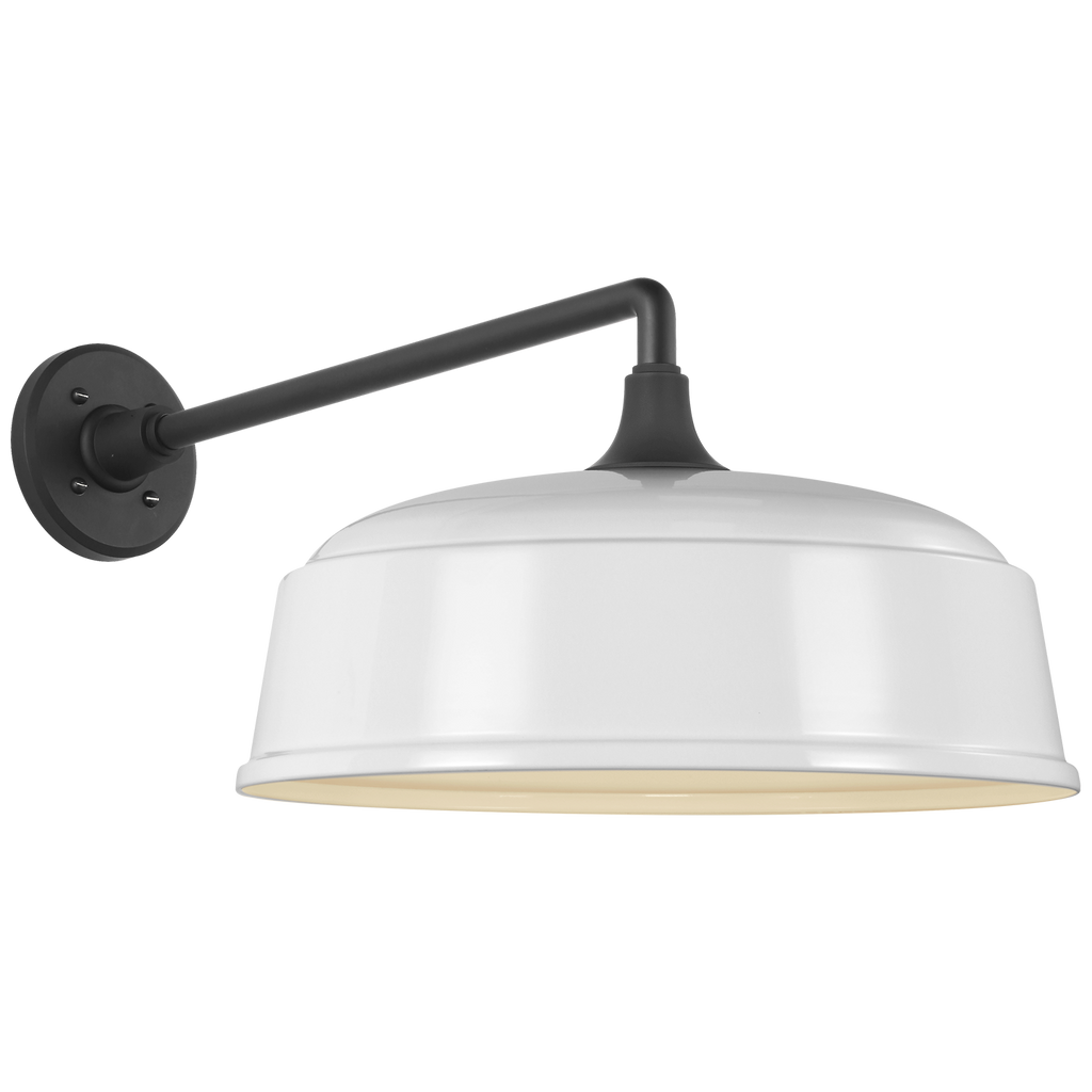 Academy 17.5" Mack Barn Light | Matte Black | 16 | 16" White Rockhouse Shade