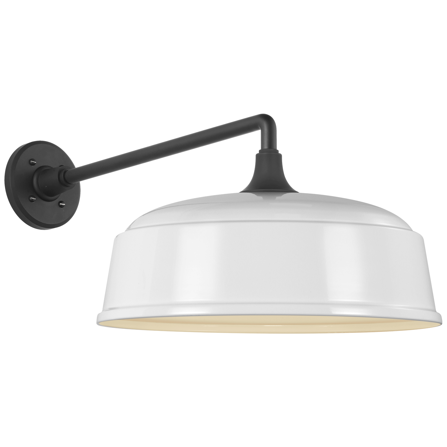 Academy 17.5" Mack Barn Light | Matte Black | 16 | 16" White Rockhouse Shade