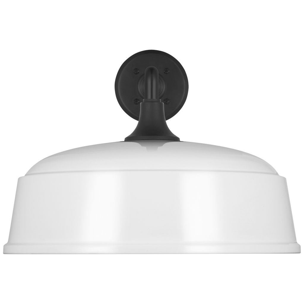 Academy 17.5" Mack Barn Light | Matte Black | 16 | 16" White Rockhouse Shade