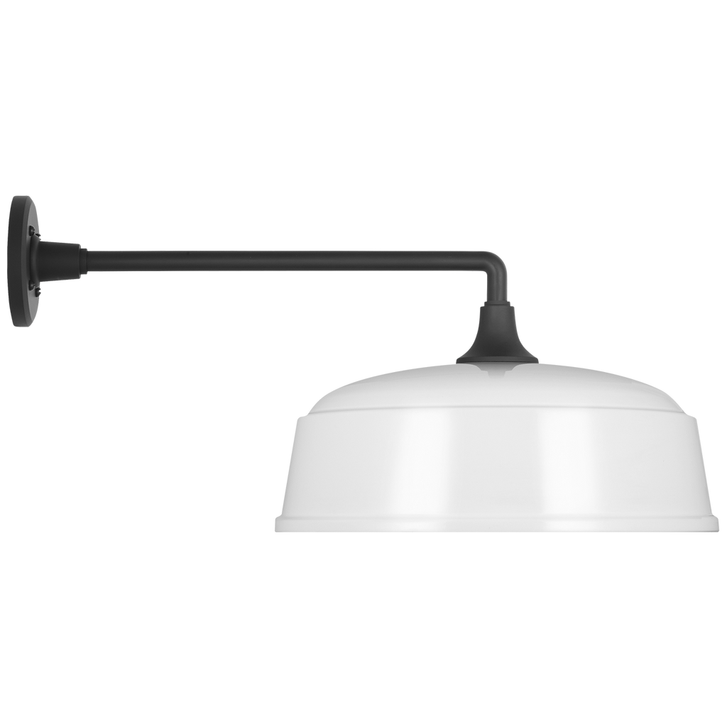 Academy 17.5" Mack Barn Light | Matte Black | 16 | 16" White Rockhouse Shade