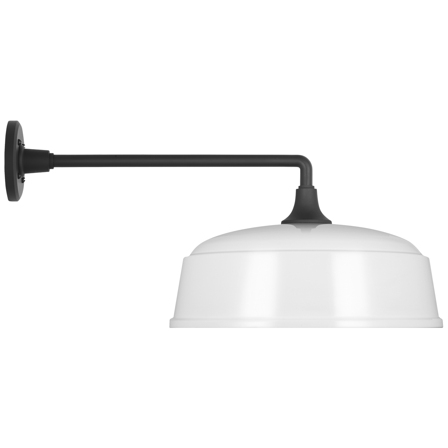 Academy 17.5" Mack Barn Light | Matte Black | 16 | 16" White Rockhouse Shade