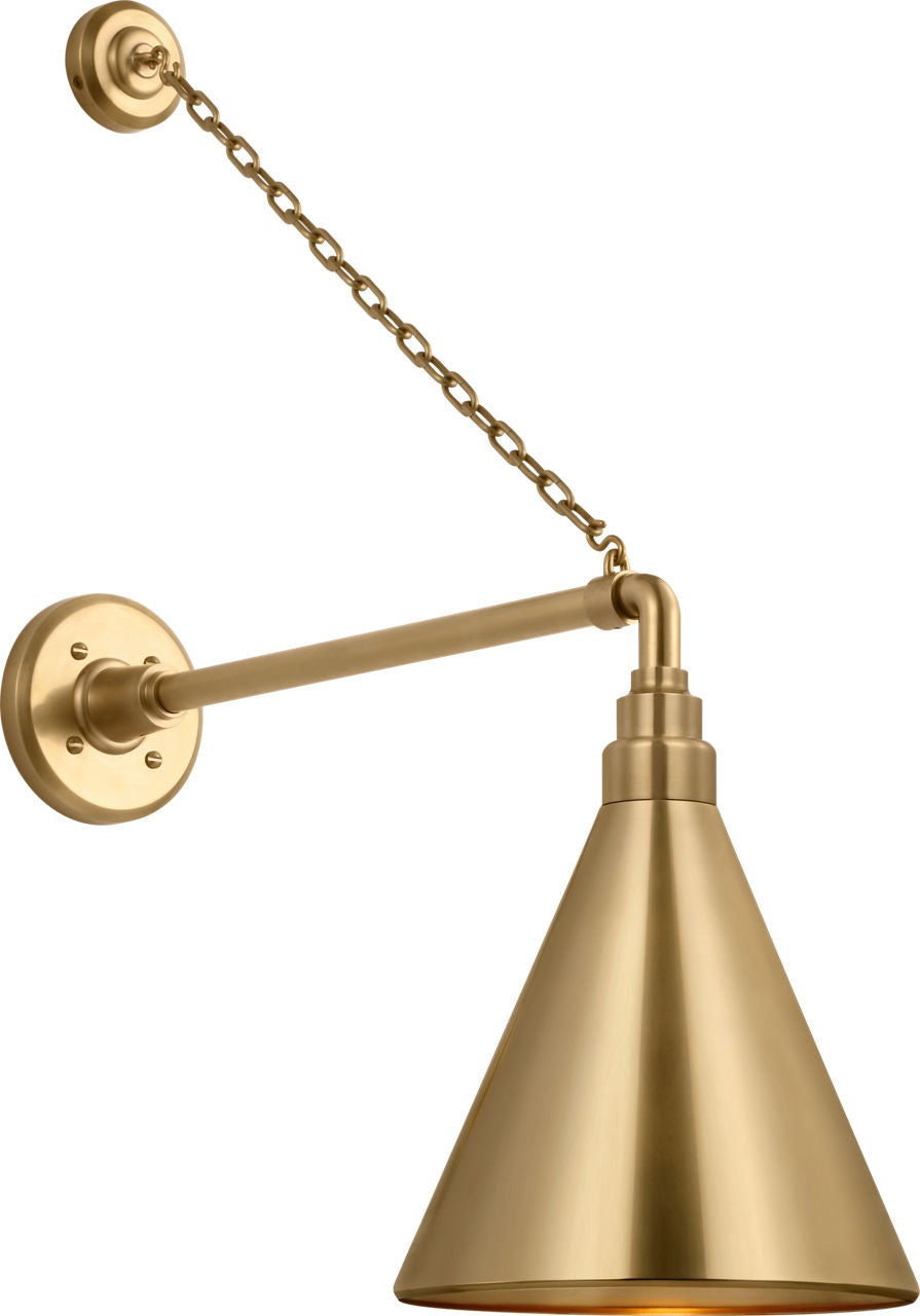 Academy 17.5" Anchored Mack Barn Light | Hand-Rubbed Antique Brass | 9 | 9" Hand-Rubbed Antique Brass Conical Savannah Shade
