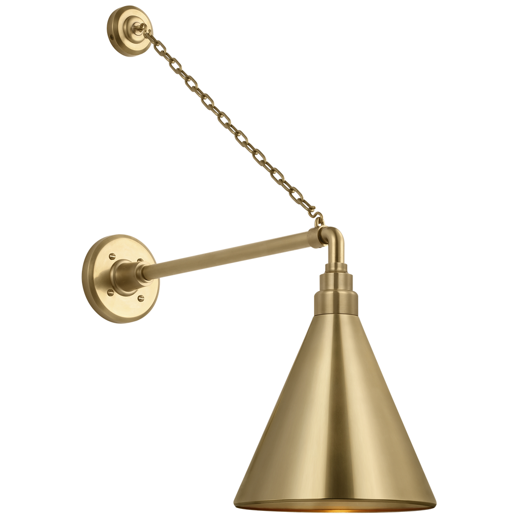 Academy 17.5" Anchored Mack Barn Light | Hand-Rubbed Antique Brass | 9 | 9" Hand-Rubbed Antique Brass Conical Savannah Shade