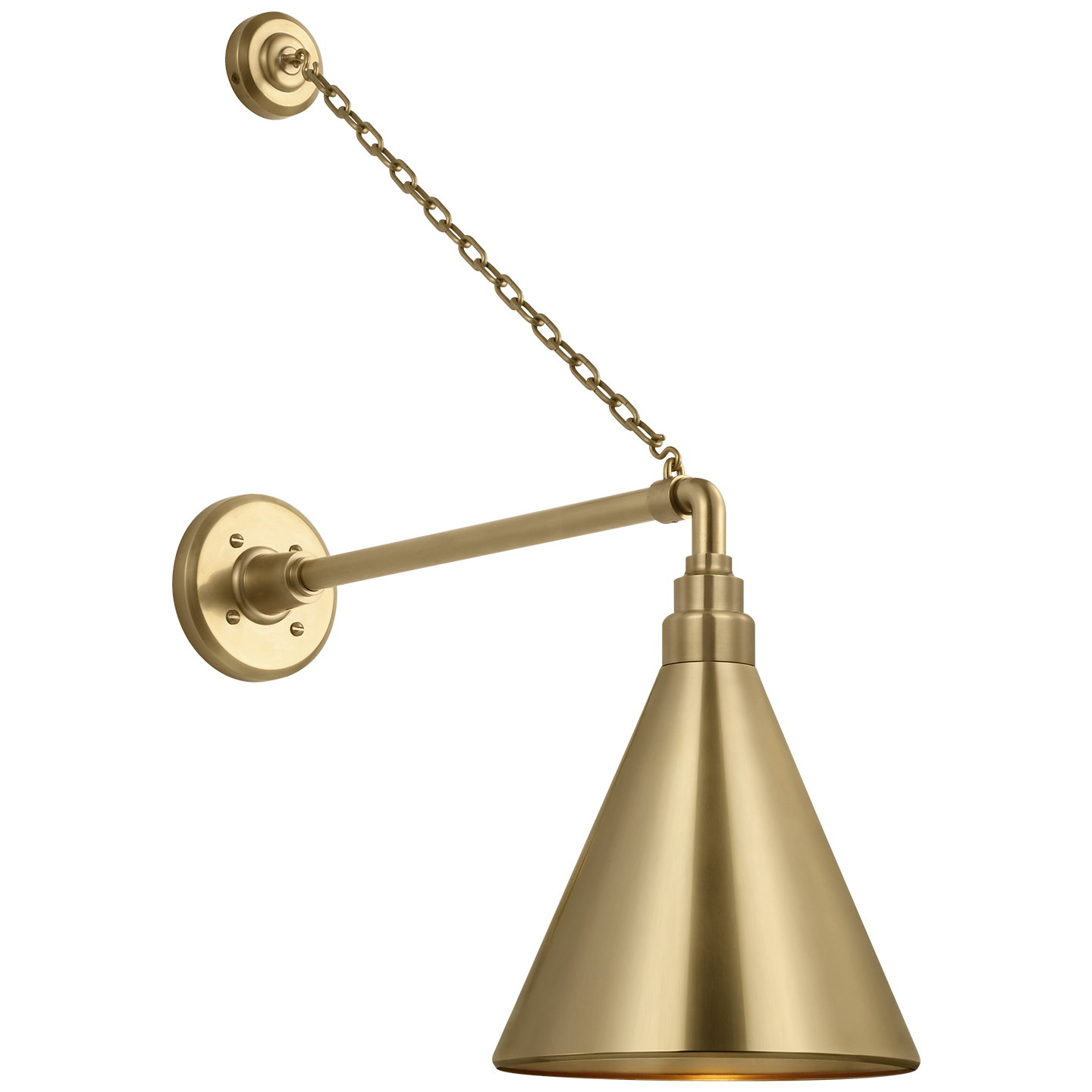 Academy 17.5" Anchored Mack Barn Light | Hand-Rubbed Antique Brass | 9 | 9" Hand-Rubbed Antique Brass Conical Savannah Shade