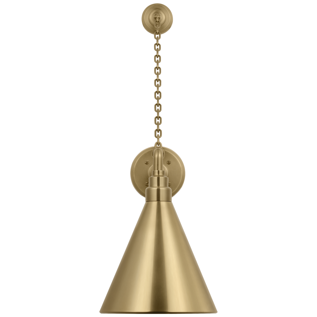 Academy 17.5" Anchored Mack Barn Light | Hand-Rubbed Antique Brass | 9 | 9" Hand-Rubbed Antique Brass Conical Savannah Shade