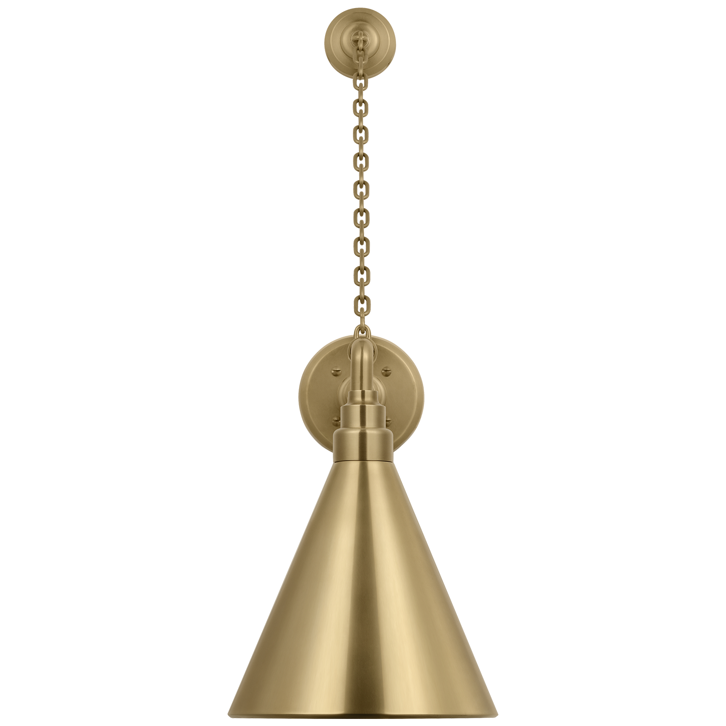 Academy 17.5" Anchored Mack Barn Light | Hand-Rubbed Antique Brass | 9 | 9" Hand-Rubbed Antique Brass Conical Savannah Shade