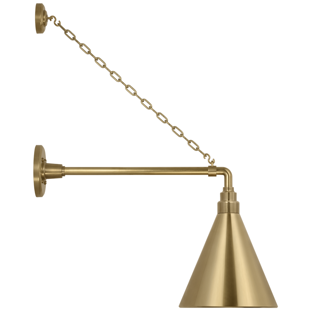 Academy 17.5" Anchored Mack Barn Light | Hand-Rubbed Antique Brass | 9 | 9" Hand-Rubbed Antique Brass Conical Savannah Shade
