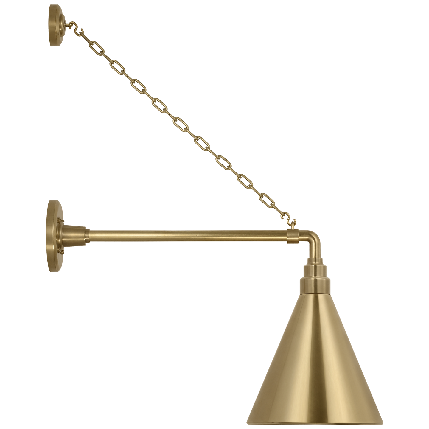 Academy 17.5" Anchored Mack Barn Light | Hand-Rubbed Antique Brass | 9 | 9" Hand-Rubbed Antique Brass Conical Savannah Shade