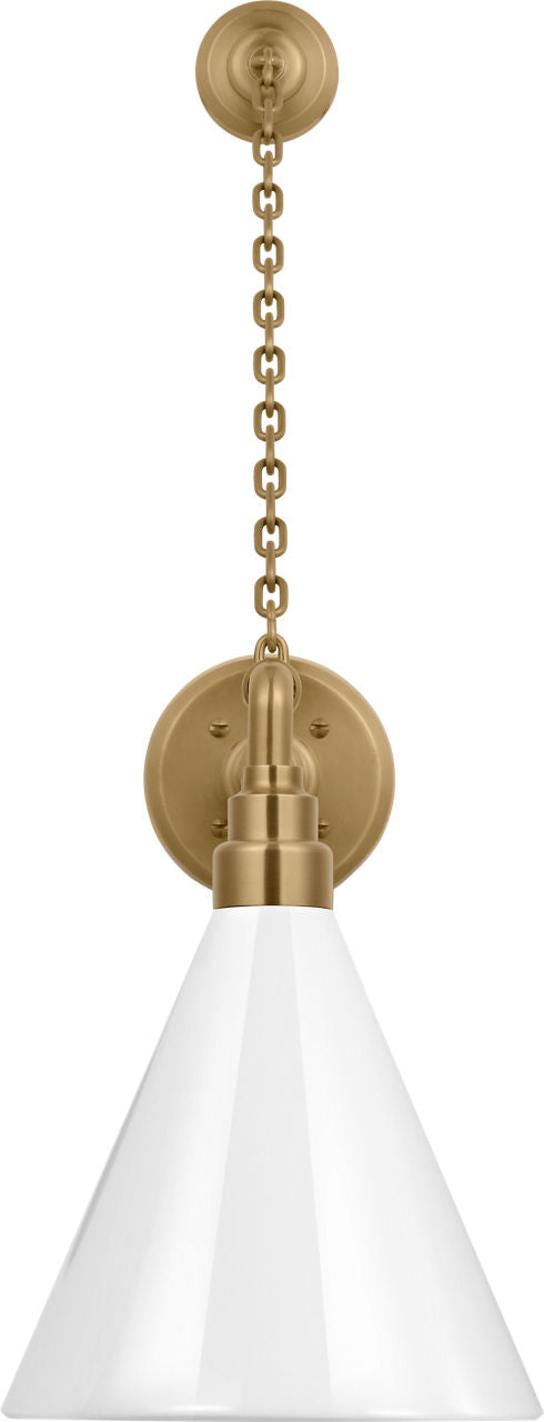 Academy 17.5" Anchored Mack Barn Light | Hand-Rubbed Antique Brass | 9 | 9" White Conical Savannah Shade