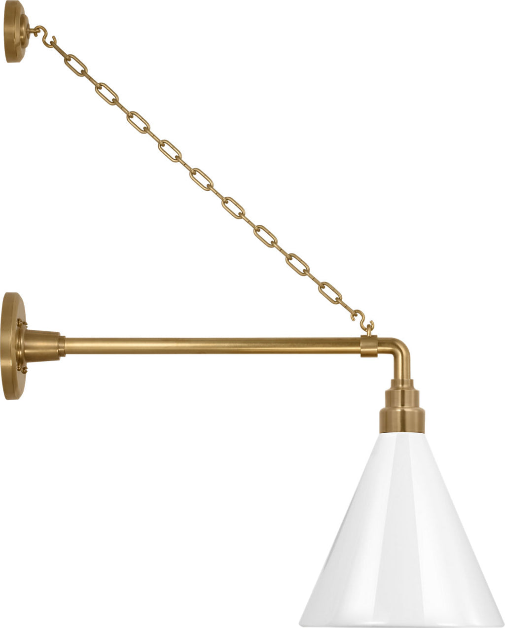 Academy 17.5" Anchored Mack Barn Light | Hand-Rubbed Antique Brass | 9 | 9" White Conical Savannah Shade