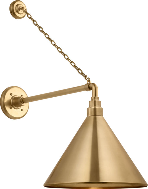 Academy 17.5" Anchored Mack Barn Light | Hand-Rubbed Antique Brass | 12.5 | 12.5" Hand-Rubbed Antique Brass Conical Savannah Shade