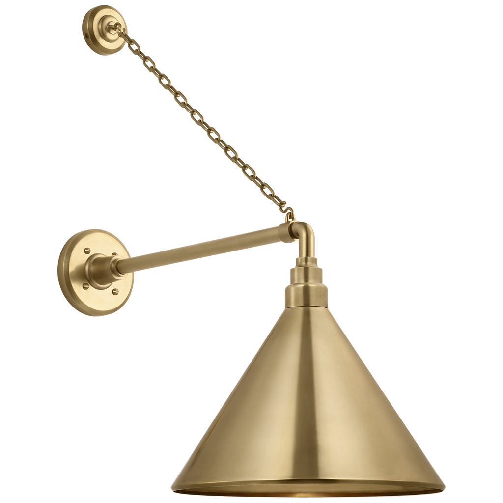Academy 17.5" Anchored Mack Barn Light | Hand-Rubbed Antique Brass | 12.5 | 12.5" Hand-Rubbed Antique Brass Conical Savannah Shade