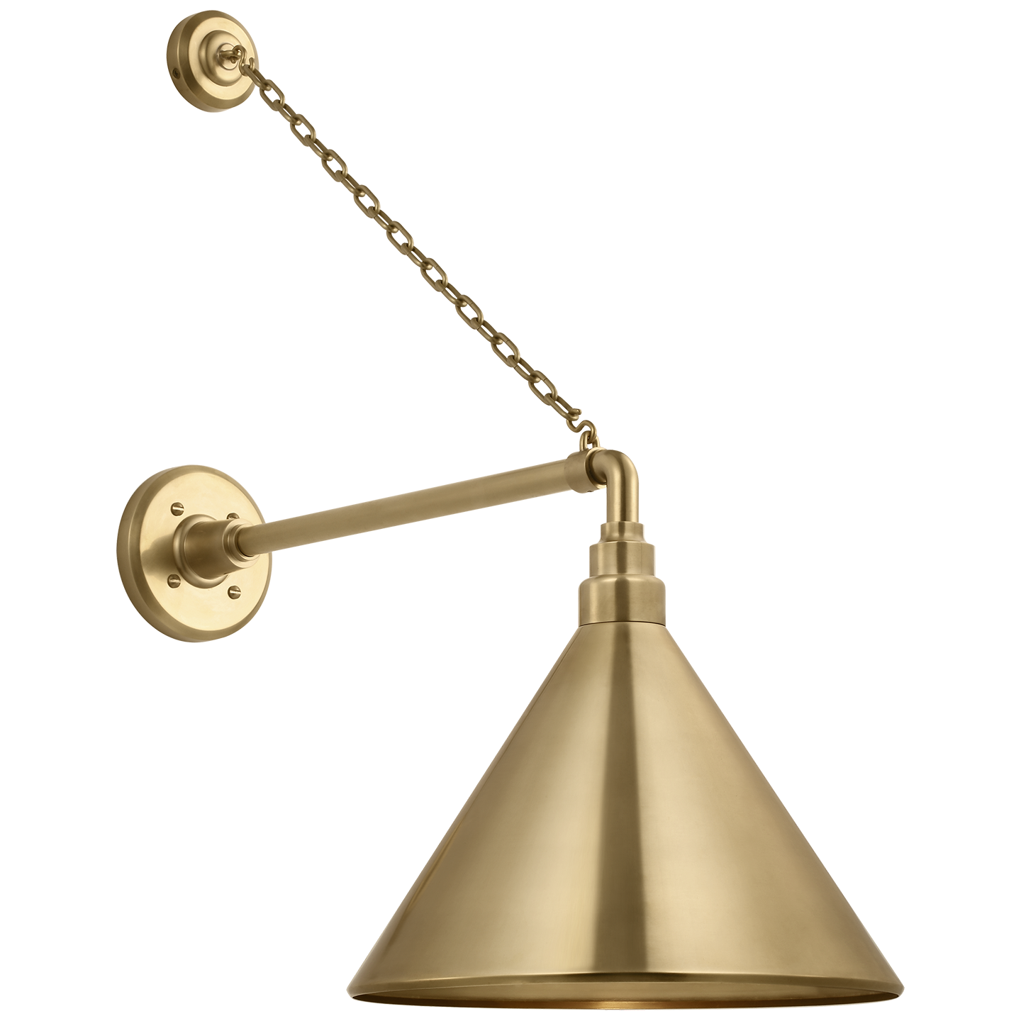 Academy 17.5" Anchored Mack Barn Light | Hand-Rubbed Antique Brass | 12.5 | 12.5" Hand-Rubbed Antique Brass Conical Savannah Shade