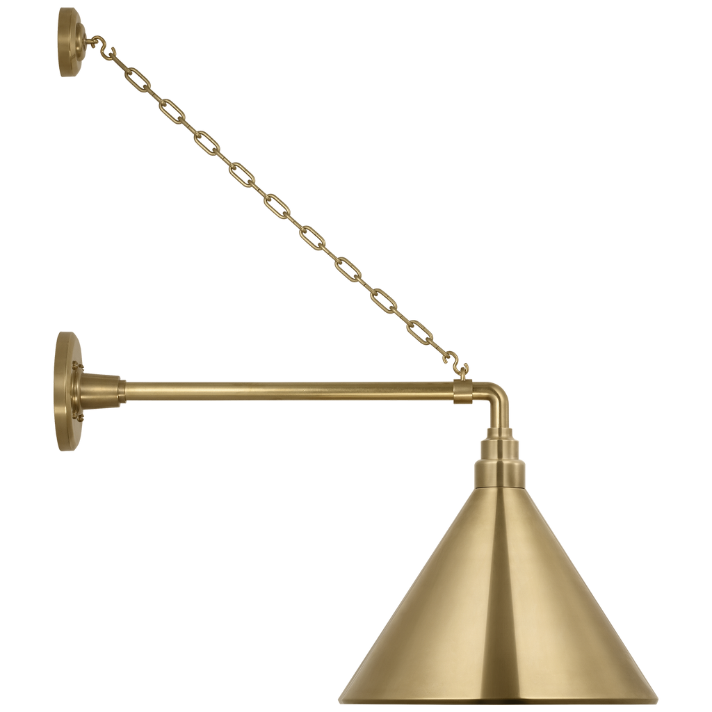 Academy 17.5" Anchored Mack Barn Light | Hand-Rubbed Antique Brass | 12.5 | 12.5" Hand-Rubbed Antique Brass Conical Savannah Shade