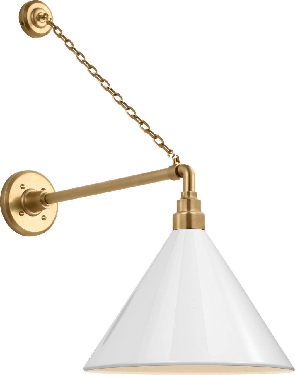 Academy 17.5" Anchored Mack Barn Light | Hand-Rubbed Antique Brass | 12.5 | 12.5" White Conical Savannah Shade