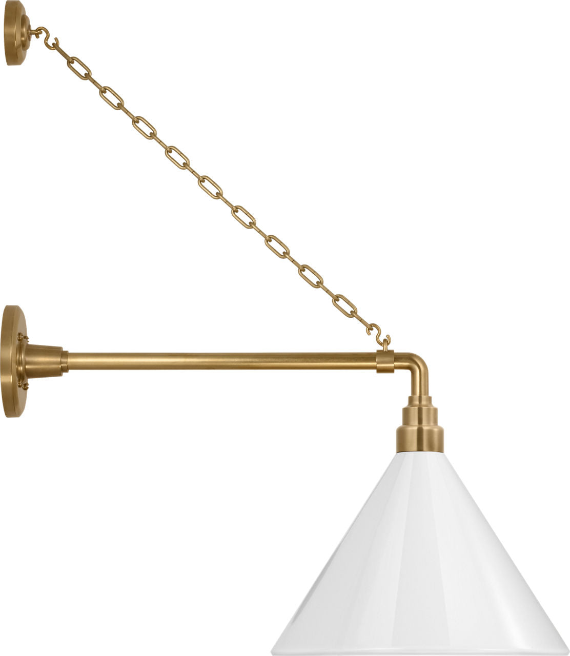 Academy 17.5" Anchored Mack Barn Light | Hand-Rubbed Antique Brass | 12.5 | 12.5" White Conical Savannah Shade