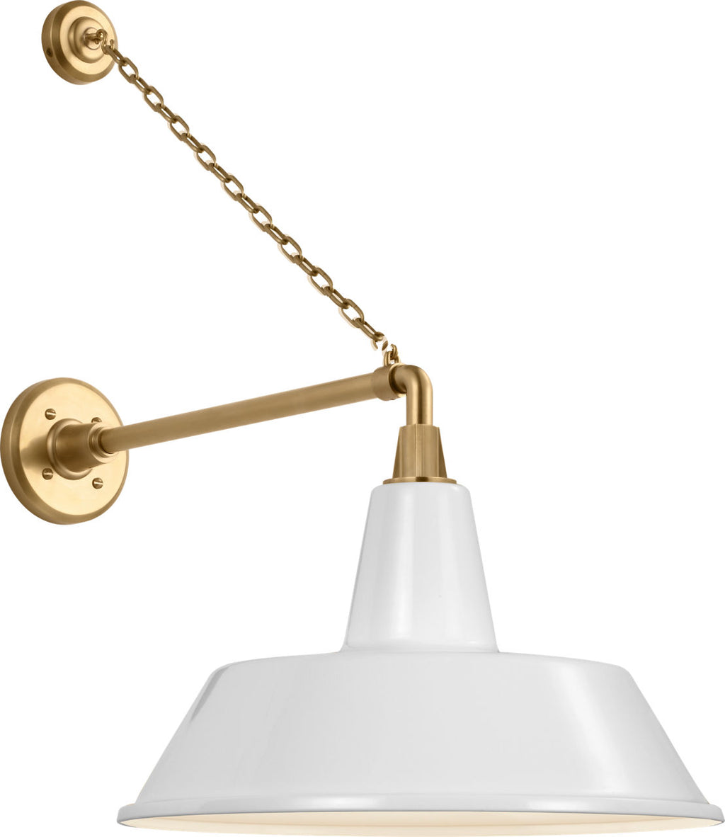Academy 17.5" Anchored Mack Barn Light | Hand-Rubbed Antique Brass | 16 | 16" White Bowers Shade