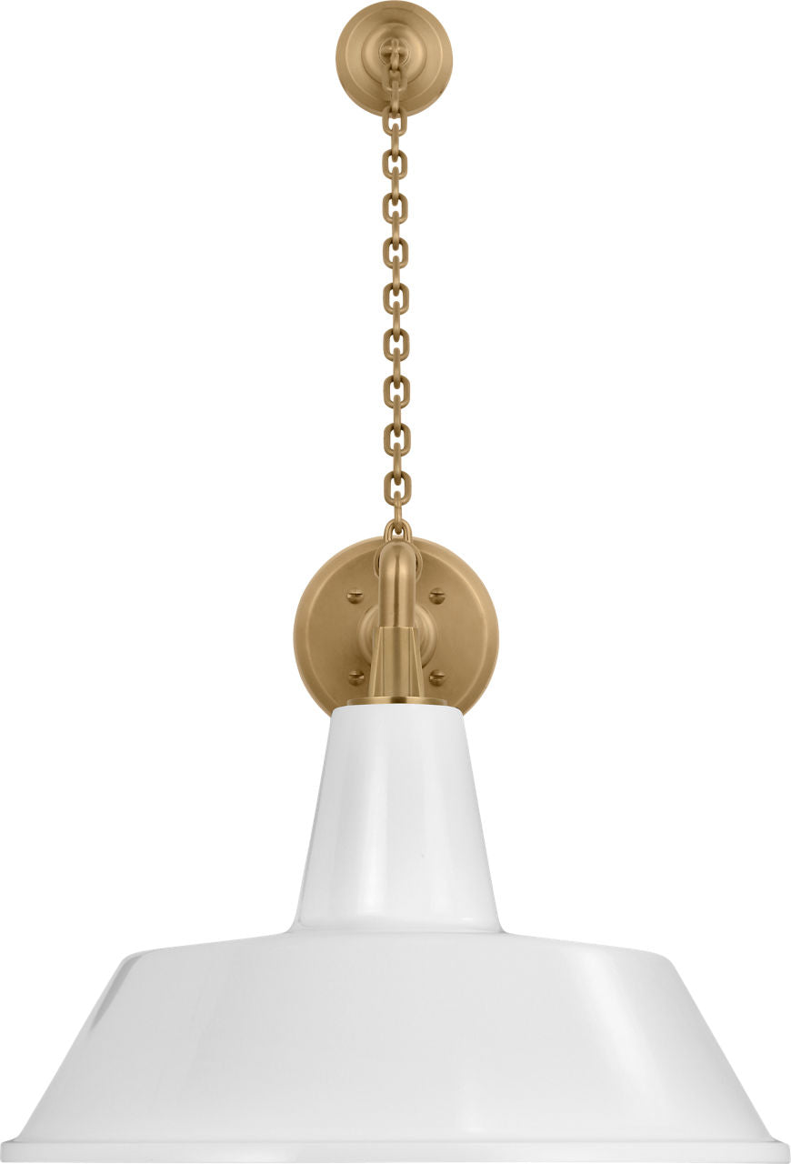 Academy 17.5" Anchored Mack Barn Light | Hand-Rubbed Antique Brass | 16 | 16" White Bowers Shade