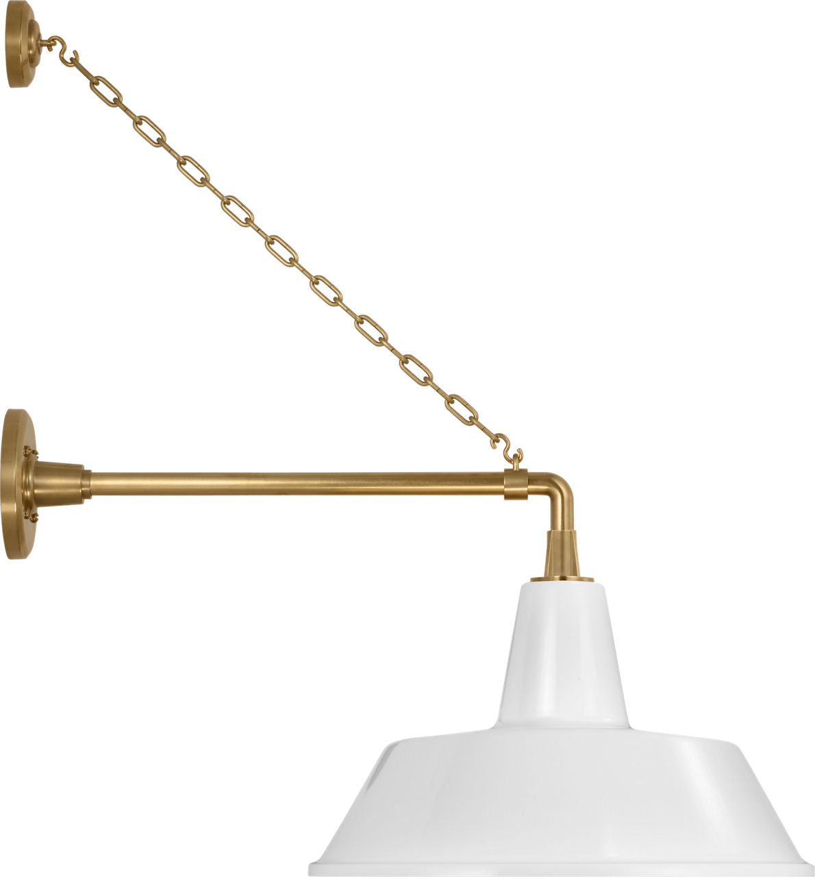 Academy 17.5" Anchored Mack Barn Light | Hand-Rubbed Antique Brass | 16 | 16" White Bowers Shade