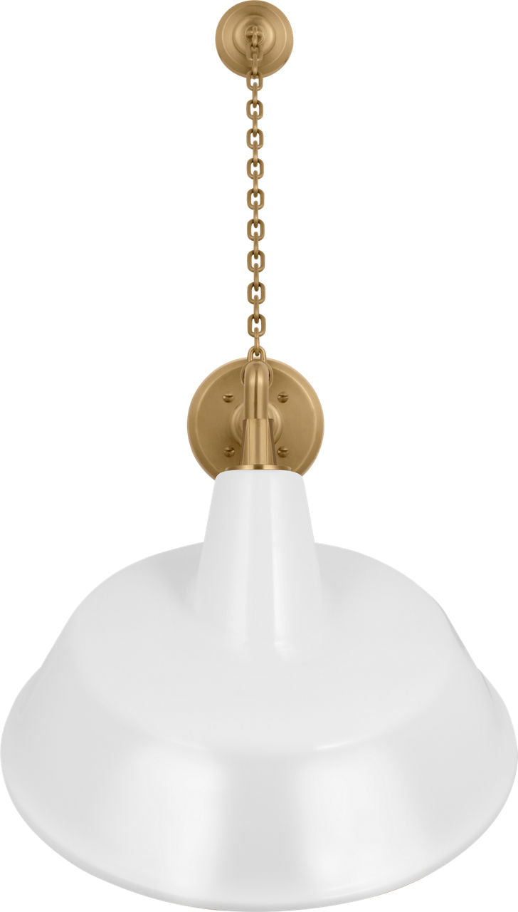 Academy 17.5" Anchored Mack Barn Light | Hand-Rubbed Antique Brass | 16 | 16" White Tilted Bowers Shade