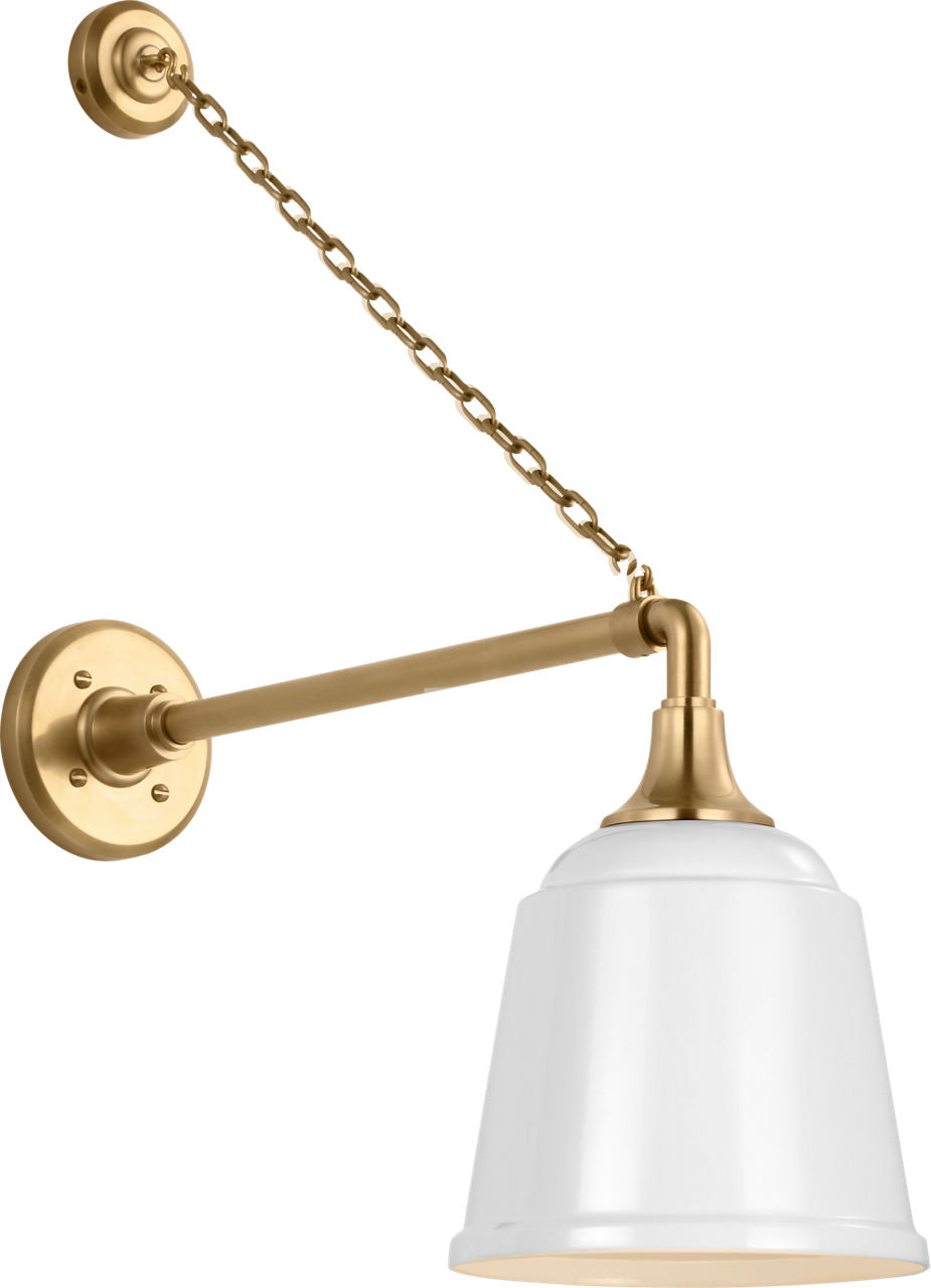 Academy 17.5" Anchored Mack Barn Light | Hand-Rubbed Antique Brass | 8 | 8" White Rockhouse Shade