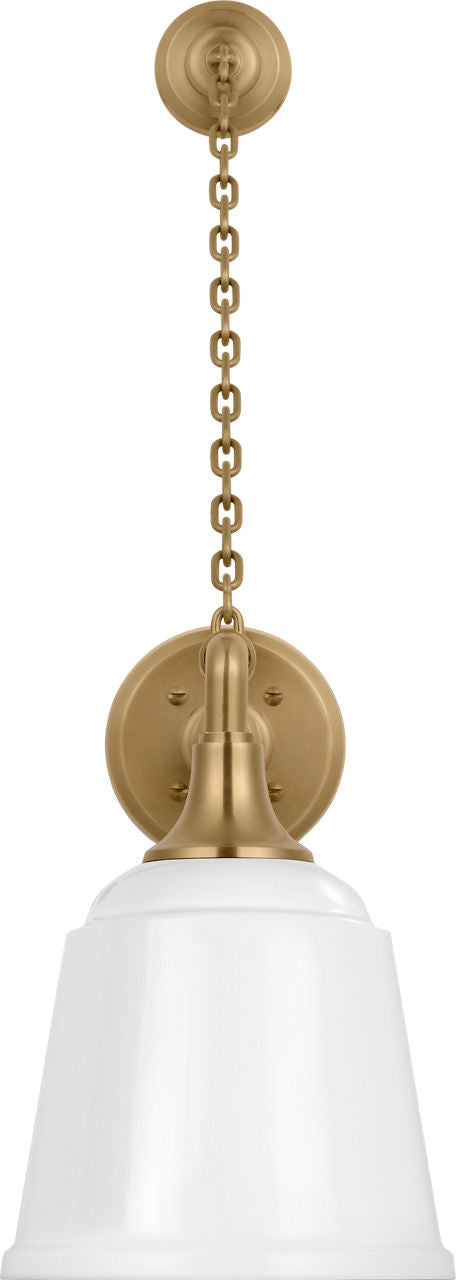 Academy 17.5" Anchored Mack Barn Light | Hand-Rubbed Antique Brass | 8 | 8" White Rockhouse Shade