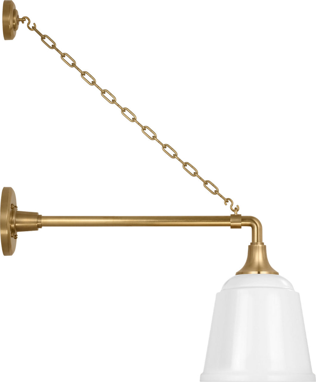 Academy 17.5" Anchored Mack Barn Light | Hand-Rubbed Antique Brass | 8 | 8" White Rockhouse Shade