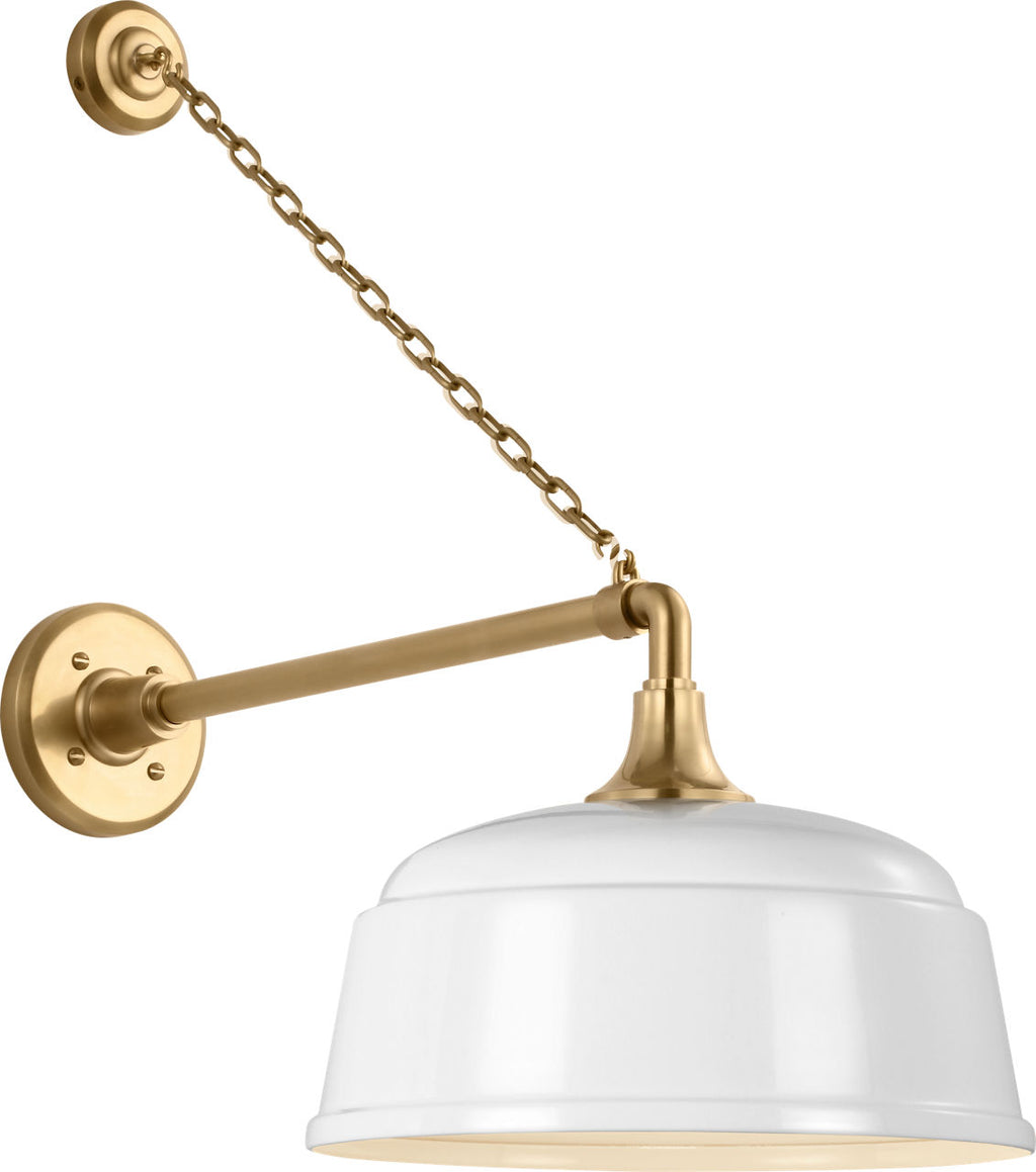 Academy 17.5" Anchored Mack Barn Light | Hand-Rubbed Antique Brass | 12.5 | 12.5" White Rockhouse Shade