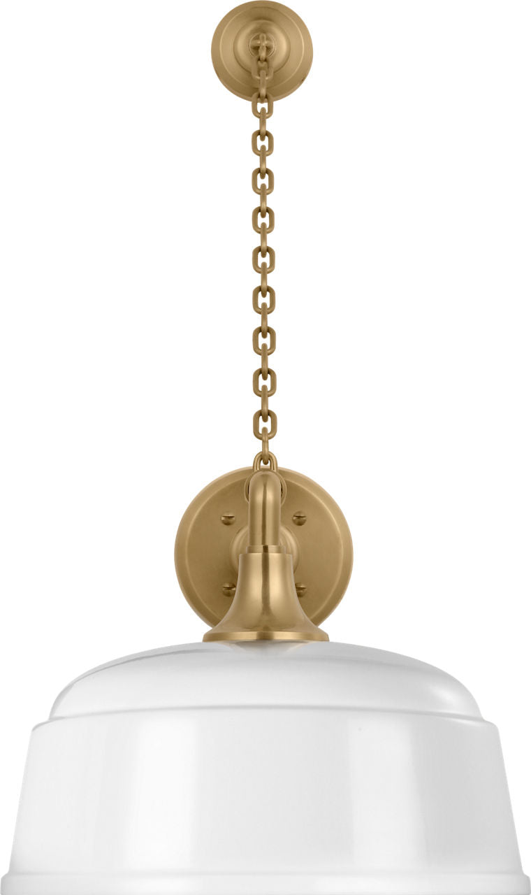 Academy 17.5" Anchored Mack Barn Light | Hand-Rubbed Antique Brass | 12.5 | 12.5" White Rockhouse Shade