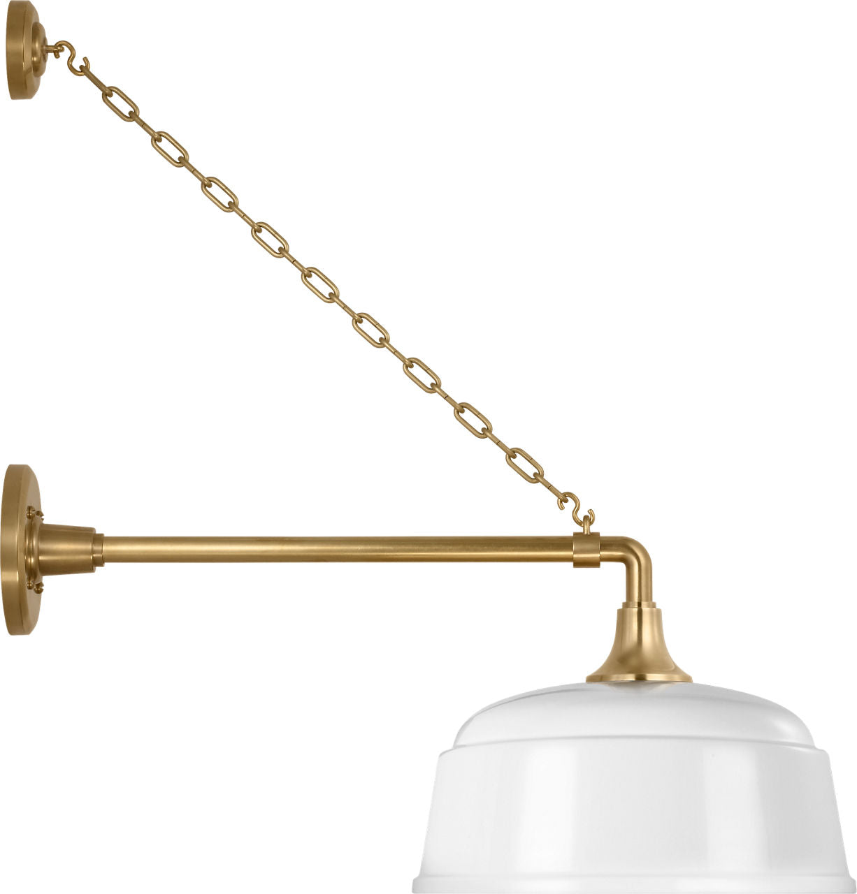 Academy 17.5" Anchored Mack Barn Light | Hand-Rubbed Antique Brass | 12.5 | 12.5" White Rockhouse Shade