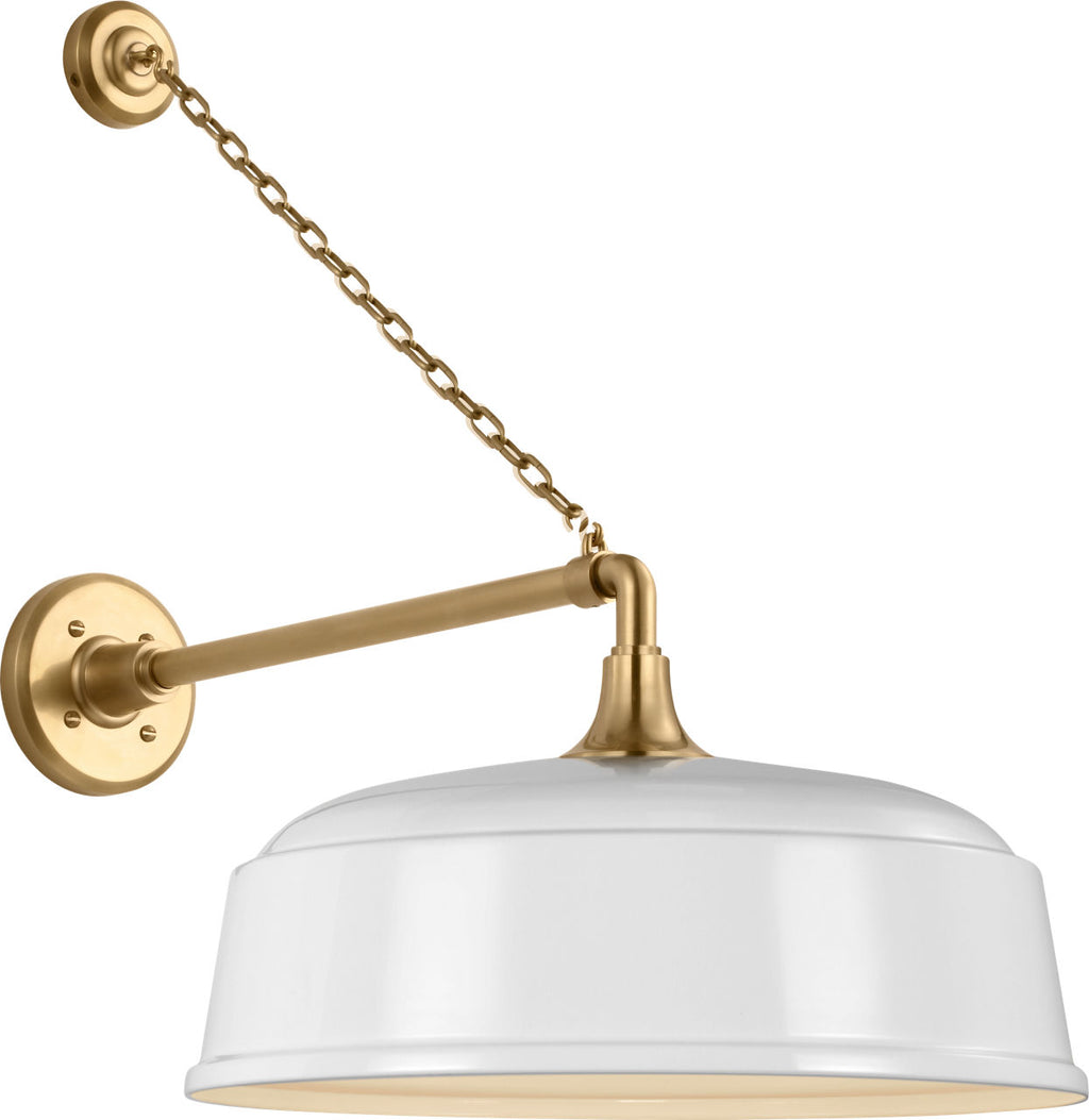 Academy 17.5" Anchored Mack Barn Light | Hand-Rubbed Antique Brass | 16 | 16" White Rockhouse Shade