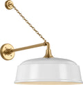 Academy 17.5" Anchored Mack Barn Light | Hand-Rubbed Antique Brass | 16 | 16" White Rockhouse Shade