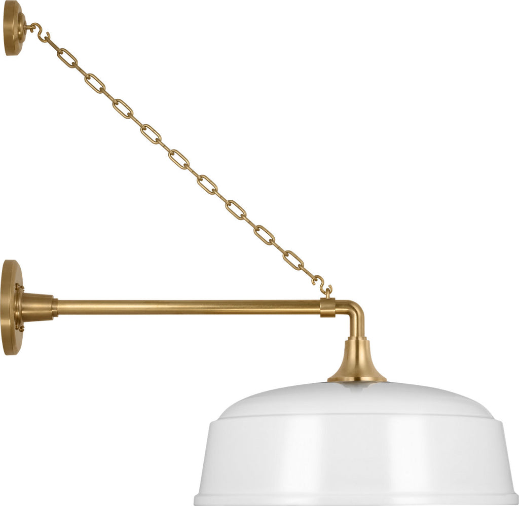 Academy 17.5" Anchored Mack Barn Light | Hand-Rubbed Antique Brass | 16 | 16" White Rockhouse Shade