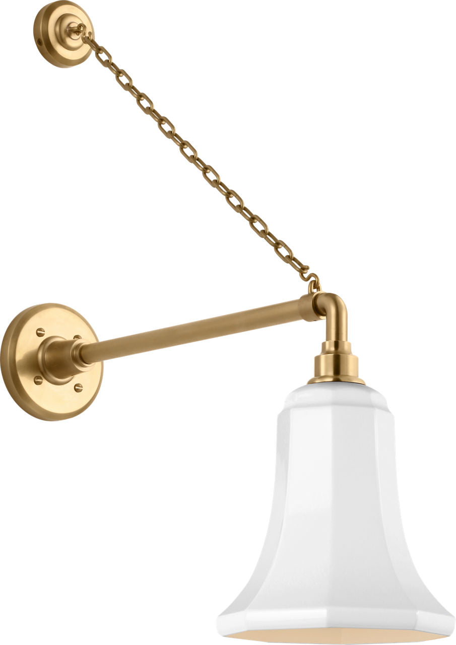 Academy 17.5" Anchored Mack Barn Light | Hand-Rubbed Antique Brass | 7.5 | 7.5" White Savannah Shade