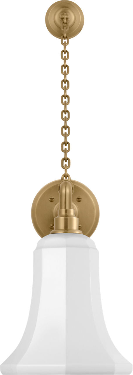 Academy 17.5" Anchored Mack Barn Light | Hand-Rubbed Antique Brass | 7.5 | 7.5" White Savannah Shade