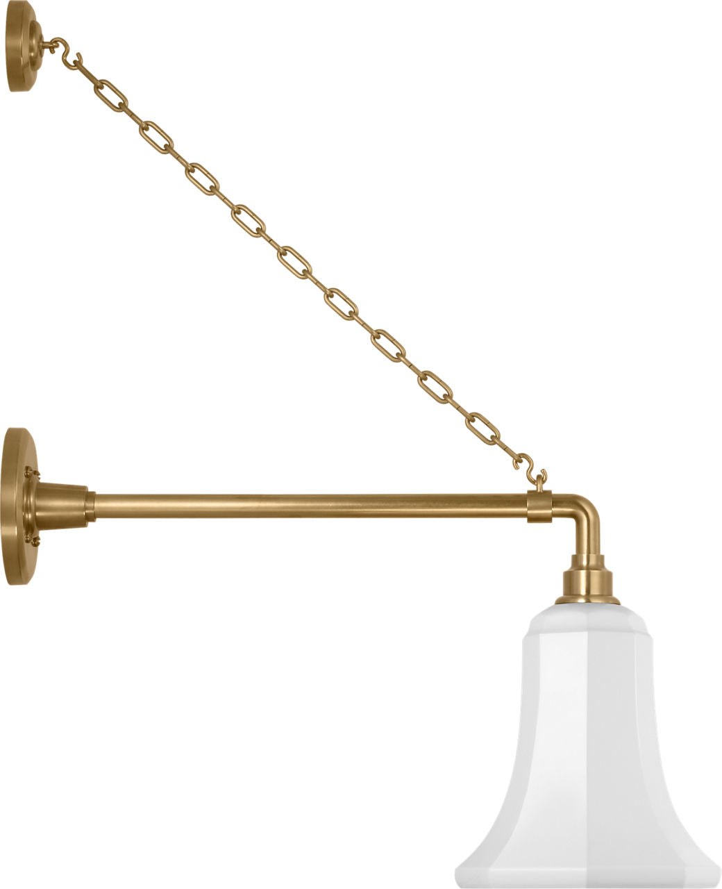 Academy 17.5" Anchored Mack Barn Light | Hand-Rubbed Antique Brass | 7.5 | 7.5" White Savannah Shade