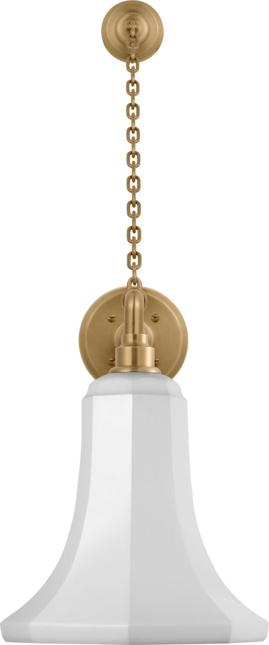 Academy 17.5" Anchored Mack Barn Light | Hand-Rubbed Antique Brass | 9.25 | 9.25" White Savannah Shade