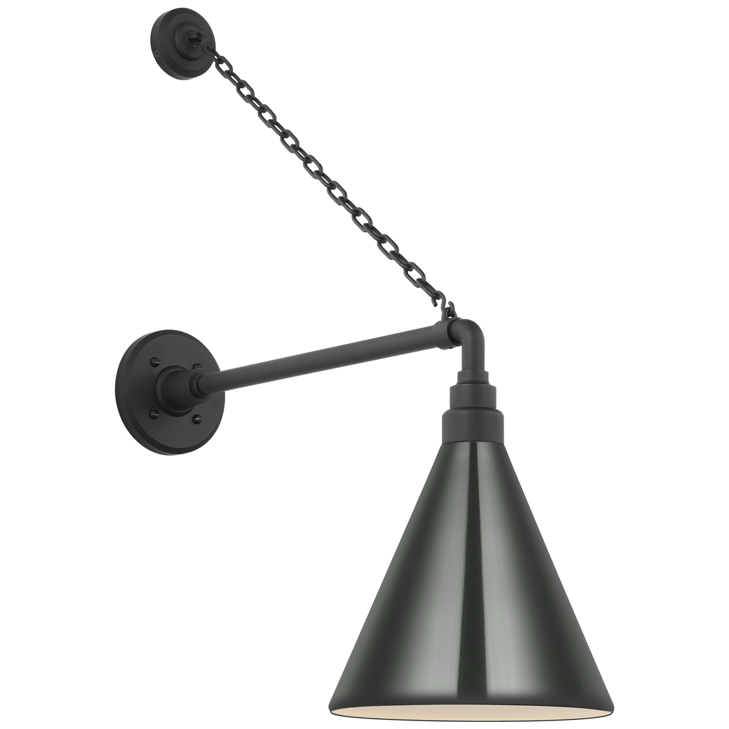 Academy 17.5" Anchored Mack Barn Light | Matte Black | 9 | 9" Green Conical Savannah Shade