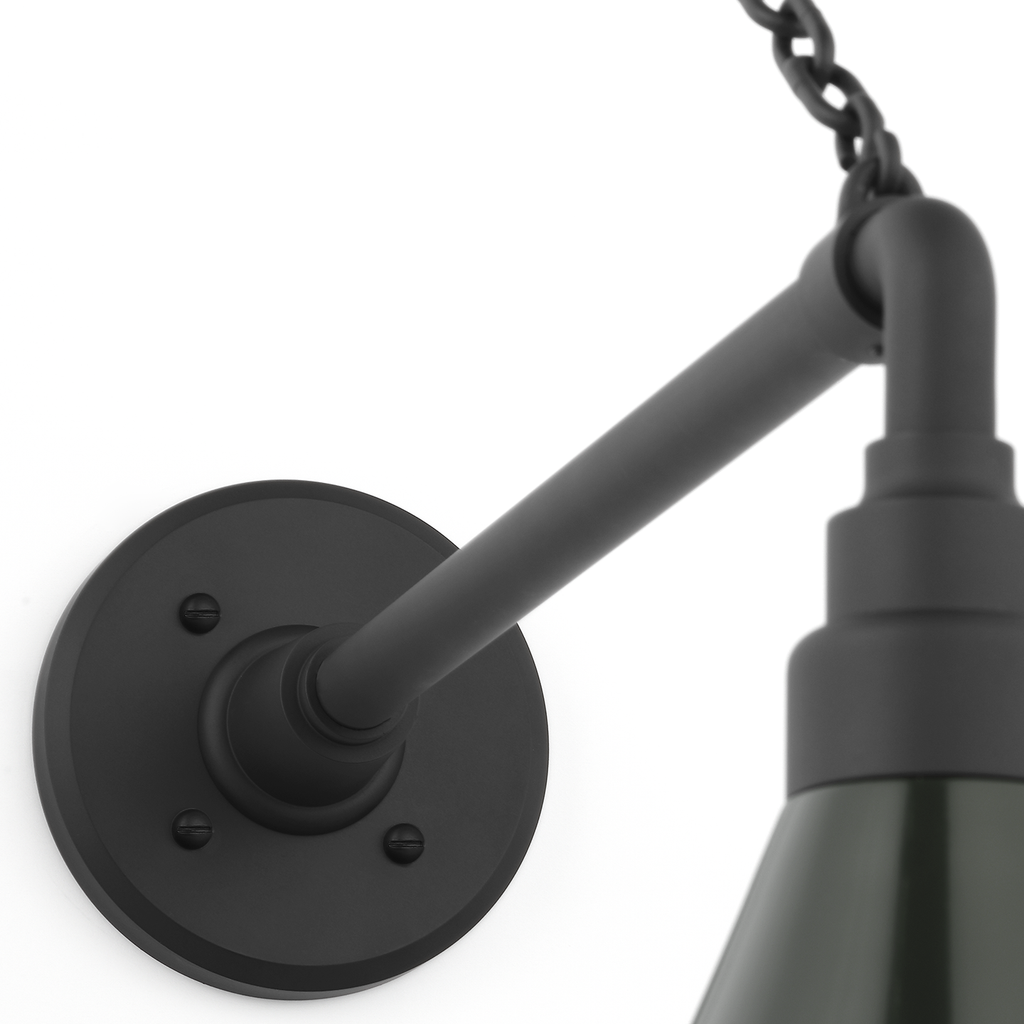 Academy 17.5" Anchored Mack Barn Light | Matte Black | 9 | 9" Green Conical Savannah Shade