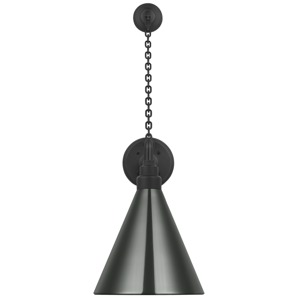 Academy 17.5" Anchored Mack Barn Light | Matte Black | 9 | 9" Green Conical Savannah Shade