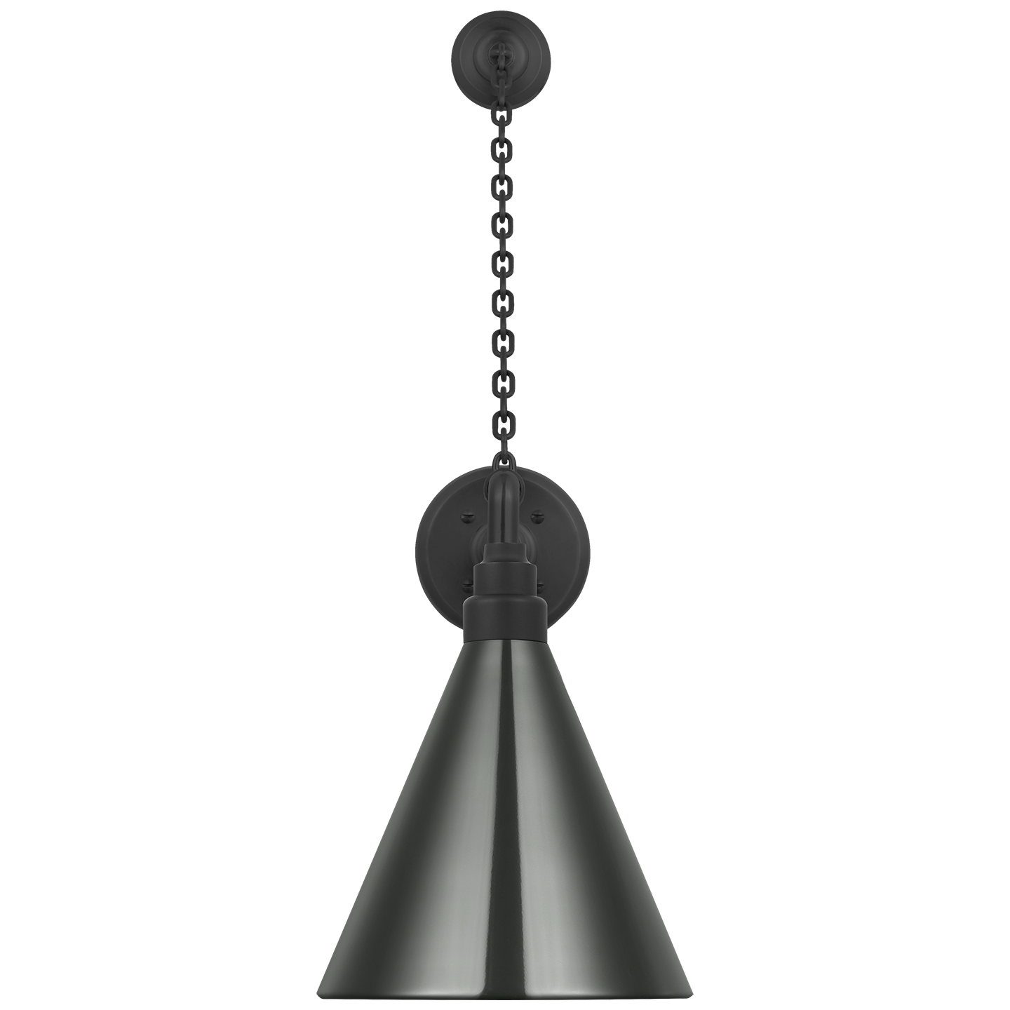 Academy 17.5" Anchored Mack Barn Light | Matte Black | 9 | 9" Green Conical Savannah Shade